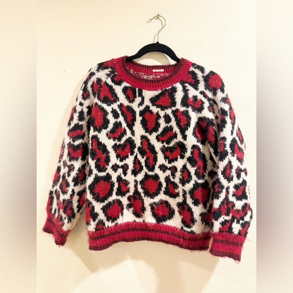 Mother The Boat Square Jumper Sweater the "Nine Lives" leopard Medium